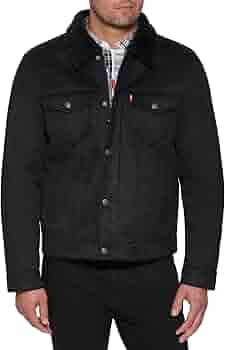Buy Levi's Men's Faux Leather Sherpa Lined Trucker Jacket, Black